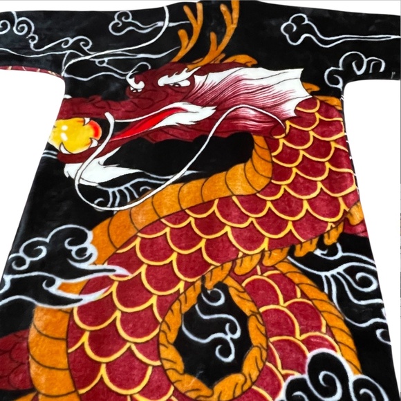 Vintage Men's Japanese Robe Dragons Smoking Robe Hollywood Thick Plush Heavy - Picture 8 of 12